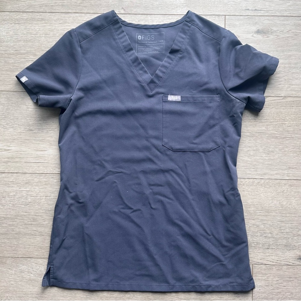 FIGS‎ Dark Gray Scrub Top Women’s XXS Technical Collection V-Neck